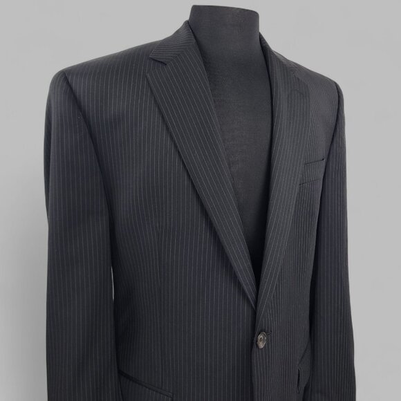 Ralph Lauren 44R 2-Piece Black Striped Suit Pants W37xL30 - Picture 2 of 15